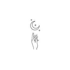 a hand holding the moon and stars above it