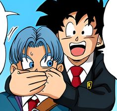 two anime characters are covering their faces with their hands