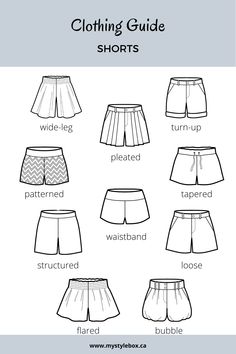 the different shorts that are available for men and women to wear on their own clothes