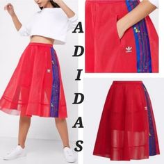 Euc A Festive Party Anytime Skirt Very Rare Adidas Originals By Adidas Originals Size Small A Sheer Full Skirt W Built In Under W A Stretch Tee Red/Pink Mini Skirt Panel Skirt See Pix In Light! Ty! Sweep: Appx 90" Heavier Mesh Is Not Flimsy Floral Embroidered Sides Are A Thicker Brocade Like Fabric Soft Yet Stiff & Holds Its Shape A New Twist On A Vtg Classic! Rockabilly Western 50's 60's Sporty & Insanely Clever Grease Peggy Sue Retro Vibe Vintage Vibe Ballerina Swing Square Dance Rockabilly Skirt Color: Electric Pink Sheer Tulle Skirt Note: Fabric Is Thicker Than Regular Lightweight Sheer Mesh Tulle & Heavier Which Holds Its Shape Beautifully Stretch Tee Mini Skirt Undernea Adidas Fitted Skirt For Spring, Fitted Adidas Skirt, Fitted Adidas Skirt For Spring, Summer Adidas Fitted Skirt, Fitted Adidas Summer Skirt, Adidas Fitted Skirt For Summer, Rockabilly Skirt, Vibe Vintage, Adidas Skirt