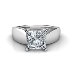 Princess Cut Solitaire 2.25 Carat Diamonds Engagement Ring Wg 14K Solitaire Ring Wide Band Engagement Ring, Wedding Rings Princess Cut, Unique Engagement Ring Settings, Beautiful Wedding Rings, Cushion Cut Engagement Ring, Princess Cut Engagement Rings, Princess Cut Rings, Engagement Ring Diamond Cut, Princess Cut Diamond