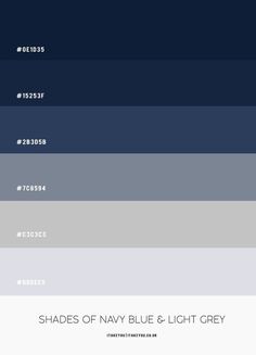 shades of navy blue and light grey with text that reads shades of navy blue and light grey