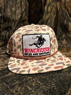 Retro Vintage Khaki Baseball Cap, Vintage Flat Brim Hunting Hat, Vintage Khaki Hats With Curved Brim, Casual Snapback Hat For Hunting, Casual Flat Bill Snapback Hat For Hunting, Casual 5-panel Hunting Hat, Vintage Khaki Cap, Casual Camouflage 5-panel Hat, Country Hats