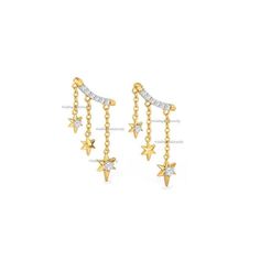 14k Solid Yellow Gold Starry Diamond Earing Tennis Diamond Chain Star Earring Gift For Her Women Dangle Star Diamond Jewelry Earring Gift ≫ Features * SKU : A026 * Gemstone : 100% Genuine Diamond  * Diamond Weight : 0.092 ct Approx. * Diamond Cut: Brilliant Cut (Excellent) * Real Earth Mines Diamond * Diamond Color: G-H * Diamond Clarity: SI * 14K Solid White Gold, ( Available in 14K & 18K Yellow, Rose, and White Gold ) * Option available in 18K Gold * All size available * Ready to Ship in 1-2 W Luxury Star-shaped Elegant Diamond Earrings, Diamond Jewelry Earrings, Diamond Chain, Custom Earrings, Skull Ring, Star Earrings, Earring Gifts, Pearl Jewelry, Colored Diamonds