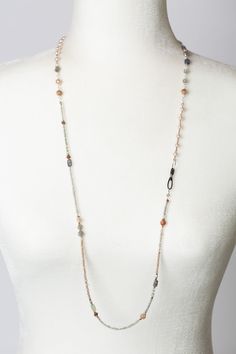 From the Rosebud Collection, a classic AVD collage strand with a soft colorway that is longer in design and ideal for layering. Rests at 35.5-37.5" and is completed with a sterling silver extender and lobster claw clasp. Rose Gold (Lead & Nickel Free) Sunstone, Iolite, Labradorite, Leather 35.5-37.5" adjustable with sterling silver lobster claw clasp We hand select our natural materials, thus there may be slight variations in color and/or size that will not detract from the overall aesthetic. Ou Floyd Va, Designer Handmade Jewellery, Beaded Jewelry Patterns, Jewelry Patterns, Designer Jewelry, Rose Buds, In Design, Lobster Claw, Natural Materials