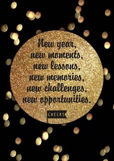 a quote on new year's resolution written in gold glitter