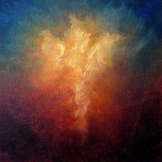 an abstract painting of clouds in the sky