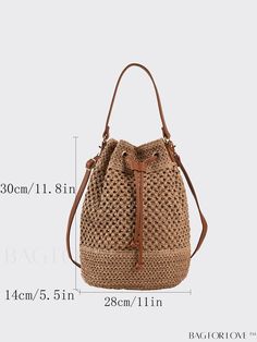 BagForLove - Streamline Straw Bag with Drawstring Closure Product Description Color Khaki Details Drawstring Type Straw Bag Bag Size Medium Strap Type Top Handle Closure Type Drawstring Pattern Type Plain Style Fashionable Material Straw Size Chart INCH CM Strap Length Bag Length Bag Width Bag Height Handle Height 49.6 inch 11 inch 5.5 inch 11.8 inch 5.5 inch Strap Length Bag Length Bag Width Bag Height Handle Height 126 cm 28 cm 14 cm 30 cm 14 cm Details Pictures Similar Products h2 { text-alig Trendy Summer Backpack Bags, Travel Straw Backpack, Spring Beach Backpack Bag, Beach Season Crossbody Bucket Bag With Adjustable Strap, Spring Vacation Backpack Bags, Crossbody Bucket Bag With Adjustable Strap For Beach Season, Trendy Everyday Bags With Drawstring, Trendy Drawstring Bags For Everyday Use, Spring Vacation Backpack