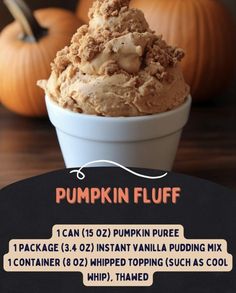 pumpkin fluff ice cream in a white bowl