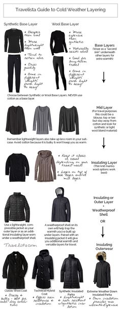 an image of travel clothes for cold weather layering