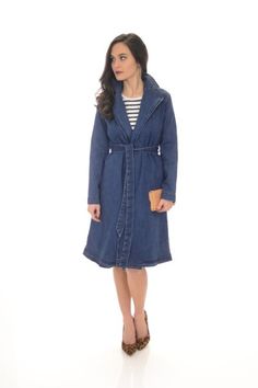 Aina Denim Trench :: SALE :: The Blue Door Boutique Denim Outerwear With Lapel Collar For Fall, Medium Wash Lapel Collar Outerwear For Work, Collared Denim Jacket For Fall Day Out, Collared Medium Wash Outerwear For Fall, Classic Collared Spring Denim Jacket, Spring Denim Outerwear With Lapel Collar, Denim Outerwear With Lapel Collar For Spring, Fitted Denim Jacket With Double Button Closure, Fitted Denim Jacket With Double Button For Fall