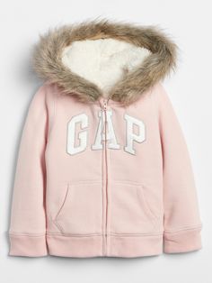 Baby Girl Clothes Winter, Faux Fur Hoodie, Gap Logo, Arch Logo, Camo Baby Stuff, Fur Hoodie, Fashionable Baby Clothes, Baby Boy Fashion, Sherpa Jacket