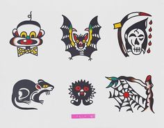 several different types of tattoos on a white background