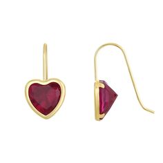 Accessorize and elevate any outfit with these Taylor Grace 10K Gold Red Heart Cubic Zirconia Wire Earrings. FEATURES 16 x 8mm Backings: wire Nickel free Metal: 10k gold Finish: polished Packaging: boxedSTONE DETAILS Stone type: cubic zirconia Total weight: 4 ct. 8 x 8mm Shape: heart Setting: bezel Size: One Size. Color: Yellow. Gender: female. Age Group: adult. Steve Perry, Valentines Outfits, Wire Earrings, 10k Gold, Red Heart, Red Gold, Gold Finish, Gender Female, Jewelry Earrings Dangle