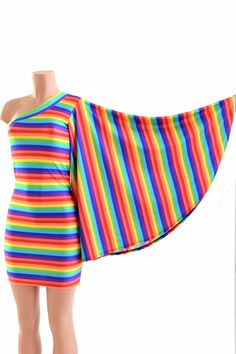 Rainbow Stripe One Shoulder Fan Sleeve Bodycon Dress in Stretchy Spandex  Gay Pride 153934 Stretch One Shoulder Summer Dress With One Sleeve, Stretch One-shoulder Summer Dress With One Sleeve, Stretch One-shoulder Dress With One Sleeve For Summer, Summer Stretch One Shoulder Dress With One Sleeve, Fitted Multicolor One Shoulder Dress With Asymmetrical Neckline, Multicolor Fitted One Shoulder Dress With Asymmetrical Neckline, Fitted Multicolor One-shoulder Dress With Asymmetrical Neckline, Multicolor Stretch One Shoulder Dress, Photo Analysis