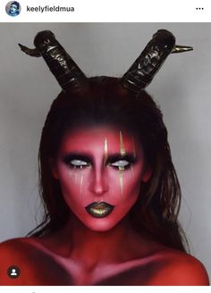 Womens Devil Makeup, Lilith Makeup Halloween, Evil Makeup Looks, Demon Makeup Scary, Red Demon Makeup, Lucifer Makeup, Demon Make Up, Demon Makeup Female, She Devil Makeup