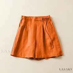 Lasaky - Adjustable Waistband Wide-Leg Shorts and Pants Fall Shorts With Elastic Waistband, Casual Fall Pants With Built-in Shorts, Orange Bottoms For Summer, Orange Solid Color Bottoms For Summer, Casual Orange Bottoms With Built-in Shorts, Orange Solid Bottoms For Spring, Casual Orange Bottoms, Orange Solid Color Bottoms For Spring, Casual Brown Wide Leg Shorts