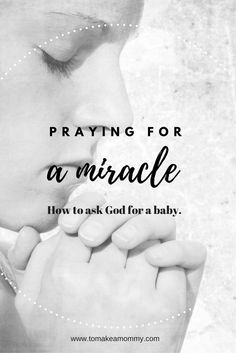 a woman holding her hands to her face with the words praying for a miracle on it