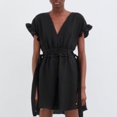 Little Black Dress From Zara. New With Tags. Deep V And Pretty Waist Details. January Sale Affordable Zara Button-up Dresses, Deep V Dress, V Dress, Zara New, Zara Black, Zara Dresses, Deep V, Colorful Dresses, Little Black Dress