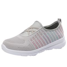 2022 Women's Summer Mesh Breathable Sports Shoes Women's Light Runnin – Cilool Comfortable Gray Lace-up Running Shoes, Comfortable Walking Shoes With Rubber Sole For Light Sports, Gray Breathable Running Shoes With Round Toe, Casual Gray Breathable Slip-on Sneakers, Synthetic Flat Slip-on Sneakers For Light Sports, Comfortable Walking Shoes For Light Sports, Comfortable Slip-on Running Shoes For Light Sports, Flat Sports Sneakers With Rubber Sole, Flat Sneakers With Rubber Sole For Sports