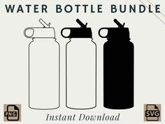 the water bottle bundle is shown in black and white