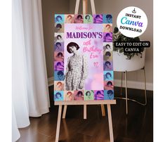 a wooden easel with a sign on it that says, when is madison's not birthday eve?