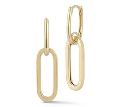 Add a touch of elegance to your everyday look with these Double Oval Link Earrings. Crafted in 14K gold, these unique dangle earrings feature two beautifully polished oval links, with the bottom link showcasing a slightly squared edge for a modern twist. From Luminosa Gold. Unique Dangle Earrings, Link Earrings, Gold Link, Gold Plating, Gold Finish, Everyday Look, Jewelry Earrings Dangle, Jewelry Watches, Paisley