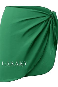 Lasaky - Versatile and Chic Beach Cover-up: Kaftan Bikini Swimwear Sarong Wrap Skirt Stretch Green Skirt For Beach Season, Fitted Green Skirt For The Beach, Green Beachwear Skirt For Summer, Green Beach Skirt For Summer, Green Summer Skirt For The Beach, Green Summer Beach Skirt, Fitted Green Wrap Skirt For Summer, Elegant Solid Color Swim Skirt For Beach, Green Beach Party Skirt