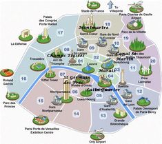 a map of paris with all the major attractions and places to go on it's trip