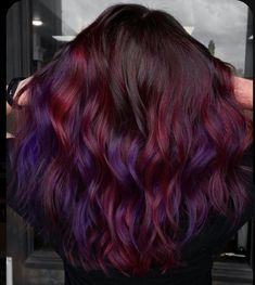 Red And Purple Hair, Cosmo Hair, Red Purple Hair, Violet Hair Colors, Red Ombre Hair, Magenta Hair, Purple Ombre Hair, Wine Hair, Vivid Hair Color