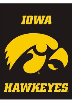 the iowa state university logo is shown on a black and yellow background with words that read iowa