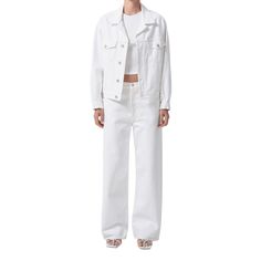 AGOLDE wide-leg jeans in white non-stretch denim  Five-pocket style Low rise Relaxed, baggy fit Full length Button/zip fly; belt loops Cotton Imported White Jeans For Workwear, White Wide Leg Pants With Five Pockets, White Wide Leg Work Pants With Five Pockets, Modern White Wide-leg Jeans, Modern White Straight Leg Wide Pants, White Jeans With Belt Loops For Spring, White Wide-leg Jeans With Five Pockets, Modern White Wide Leg Pants With Pockets, White Wide-leg Jeans