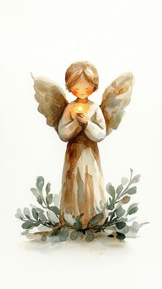 Beautifully decorated Christmas angel figurine holding a glowing candle, surrounded by soft lights and evergreen branches, creating a serene and joyful holiday ambiance. Christmas Angel Drawing, Christmas Angel Illustration, Angel Illustration, Angel Drawing, Angel Images