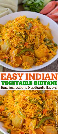 Vegetable Biryani Is A Bold And Flavorful Indian Rice Dish With Bell Peppers, Peas, Carrots And Potatoes In A Spiced Rice Dish Made With Turmeric, Garam Masala And Other Warm Spices. | #indianfood #indianrecipes #vegetarian #vegetablebiryani #sidedish #easybiryani #dinnerthendessert #spicyrice #easyrice #indiansidedish Easy Biryani, Vegetable Biryani Recipe, Vegetable Biryani, Malai Kofta, Spiced Rice, Indian Rice, Easy Vegetable, Rice Dish, Carrots And Potatoes