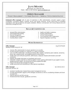 a professional resume for an office manager, it is intended to be written in the form of