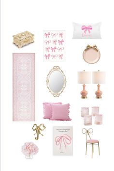 pink and gold bedroom decor with accessories