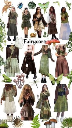 Modern Fairycore Outfits, Garden Fairy Core Outfits, Clothes Nature Aesthetic, Fairy Core Clothes Grunge, Fairycore Grunge Clothes, Earthy Core Aesthetic, Indie Fairy Outfits, Simple Fairy Core Outfits, Earthy Fantasy Outfits