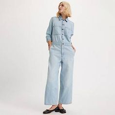 Iconic Jumpsuit - Light Wash | Levi's® US Utility Workwear Jumpsuit With Straight Leg, Utility Style Workwear Jumpsuits With Straight Leg, Utility Straight Leg Jumpsuits For Workwear, Straight Leg Jumpsuits And Rompers For Workwear In Spring, Summer Workwear Denim Jumpsuit With Button Closure, Chic Straight Leg Denim Jumpsuit For Work, Utility Style Jumpsuits And Rompers With Button Closure, Summer Denim Jumpsuit For Work With Button Closure, Workwear Summer Denim Jumpsuit With Buttoned Pockets