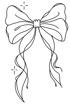 a bow that is drawn in the shape of a ribbon, with long hair on it