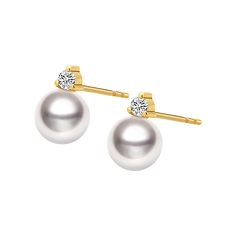 Material: 18K solid yellow gold Akoya pearl and diamond Akoya saltwater cultured pearl Size of pearl: around 6.5-7.0 mm each, 2pcs Weight of Diamonds: 2 diamonds approx. 0.1 carats Handpicked of every pearl, only top 1% of pearls are selected Handcrafted Sold as a pair Lifetime warranty Gold Diamond Stud Earrings, Gold Diamond Earrings Studs, Gold Diamond Studs, Diamond Stud Earrings, Akoya Pearls, Diamond Stud, Pearl Stud Earrings, Pearl Size, Pearl Studs