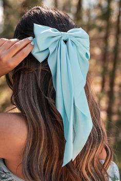 Hello Lovely Barrette Hair Bow (Light Blue) · NanaMacs Cute Light Blue Outfits, Cute Hair Bows, Hair Bow Clip, Light Blue Accessories, Light Blue Hair Accessories, Light Blue Hair Ribbon, Blue Hair Bow, Light Blue Hair, Blue Hair Accessories