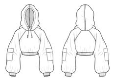 the front and back views of a hooded jacket