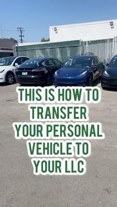 a parking lot with cars parked in it and the words, this is how to transfer your personal vehicle to your lic