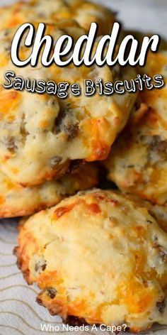 cheddar sausage biscuits with cheese on top