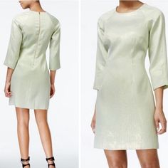 Rachel Roy Mod Retro 60’s Mint Shimmer Sheath Mini Long Sleeve Dress. New With Tags! Women’s Sizes Shift Into Sophisticated Style With This Rachel Roy Dress, Featuring Just A Hint Of Shimmer. Crew Neckline. Zipper Closure At Back. Three-Quarter Sleeves. Nwt. Gorgeous Easter Or Springtime Dress. Happy To Answer Questions! Thanks For Shopping! Spring Formal Mini Dress With Half Sleeves, Spring Formal Half Sleeve Mini Dress, Formal Half Sleeve Mini Dress For Spring, Formal Fitted Mini Dress With 3/4 Sleeves, Elegant Shift Dress With 3/4 Sleeves, Spring Mini Dress With 3/4 Sleeve For Workwear, Formal Fitted Mini Dress With Half Sleeves, Spring Workwear Mini Dress With 3/4 Sleeve, Formal Spring Mini Dress With 3/4 Sleeves