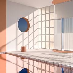 an artistic rendering of a room with sun shining through the windows