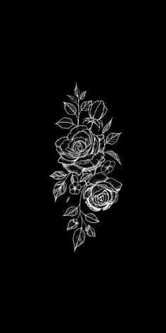 a black and white drawing of roses on a dark background with the word love written in it