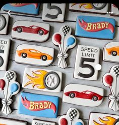 Hot Wheels Themed Birthday Party, Car Cookies, 5th Birthday Party, Race Car Party, 9th Birthday Parties, Race Car Birthday