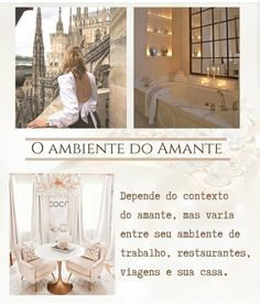 an advertisement for a hotel with pictures of the rooms and bathrooms in spanish, english and french