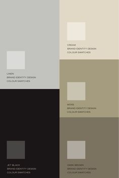 four different shades of gray and white with the words, color swatches on them